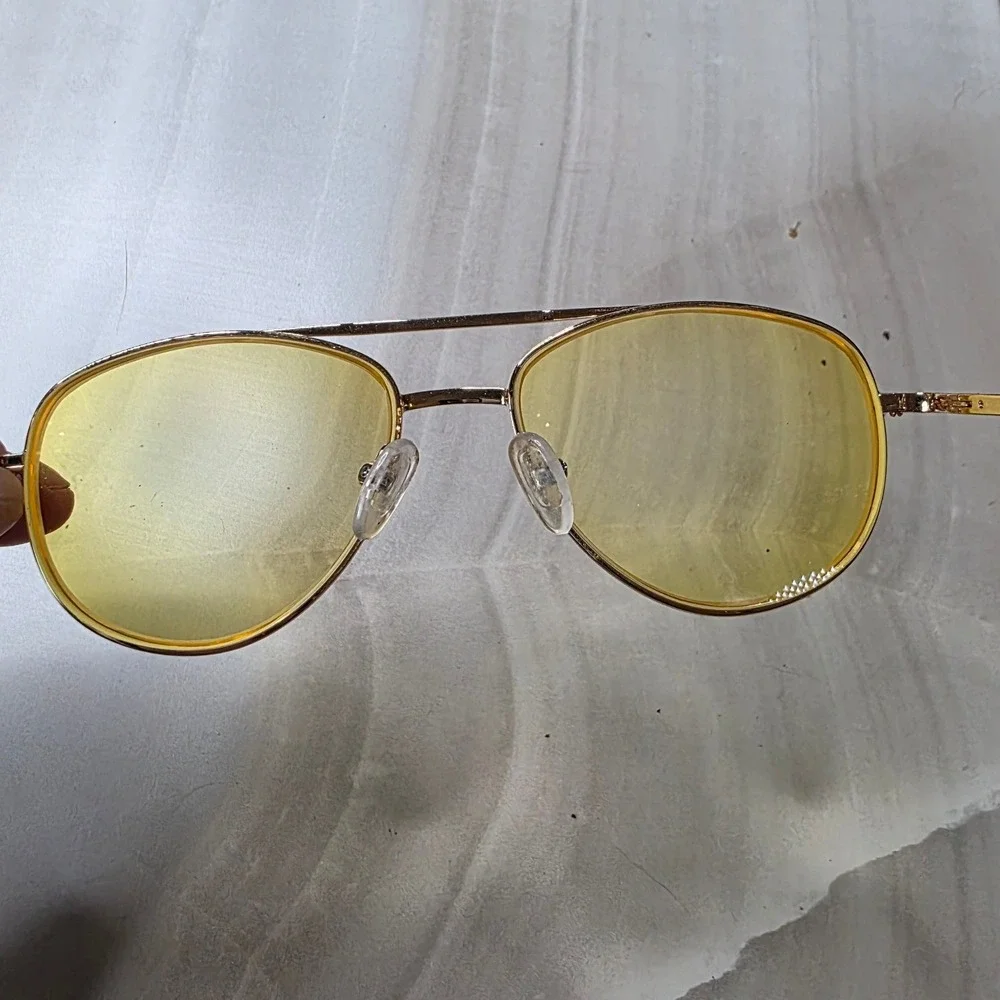 Zenni Optical Gold Aviator Frames Only 419014 Retro Double Bridge Eye Glasses D1